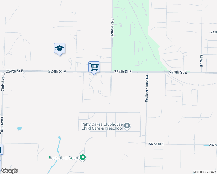 map of restaurants, bars, coffee shops, grocery stores, and more near 22520 82nd Avenue East in Graham