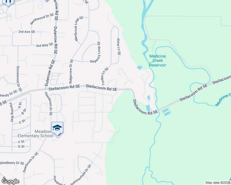 map of restaurants, bars, coffee shops, grocery stores, and more near 9804 Steilacoom Road Southeast in Olympia