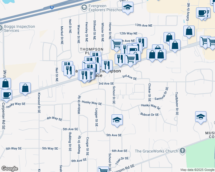 map of restaurants, bars, coffee shops, grocery stores, and more near 310 Ranger Drive Southeast in Olympia