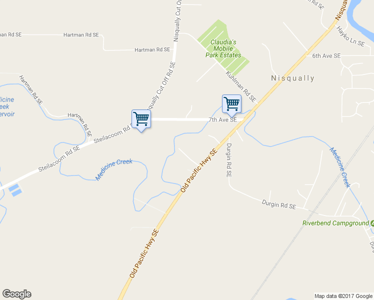 map of restaurants, bars, coffee shops, grocery stores, and more near 827 Old Pacific Highway Southeast in Lacey