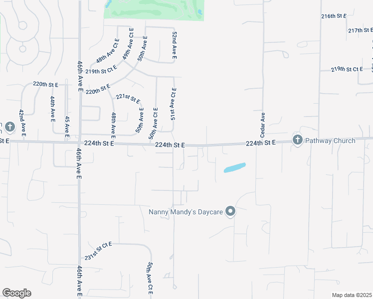 map of restaurants, bars, coffee shops, grocery stores, and more near 5316 224th Street East in Spanaway
