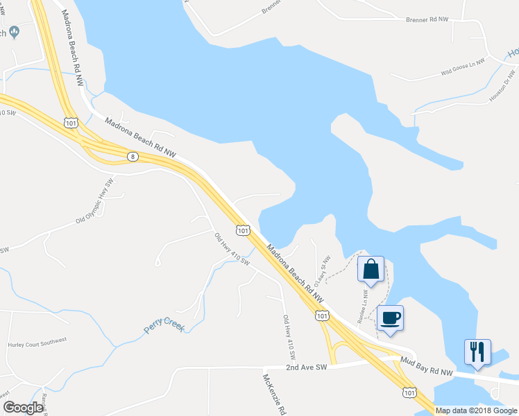 map of restaurants, bars, coffee shops, grocery stores, and more near 5734 Garden Lane Northwest in Olympia