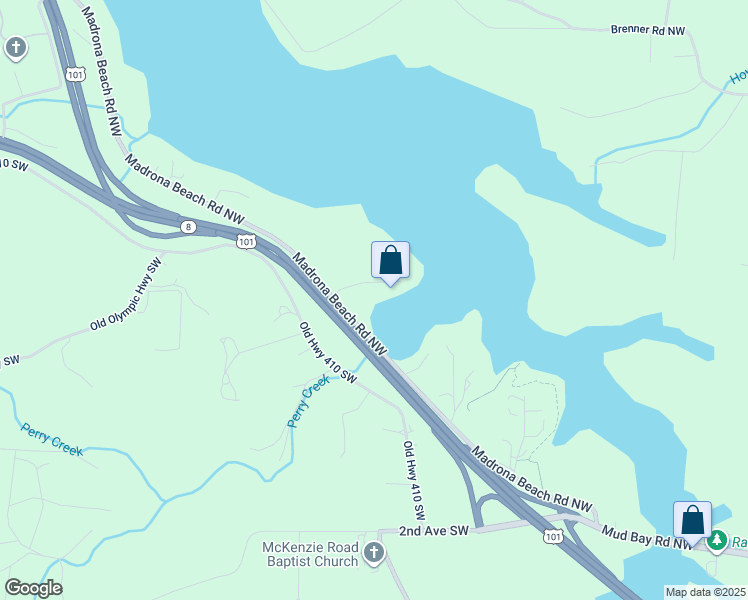 map of restaurants, bars, coffee shops, grocery stores, and more near 5734 Garden Lane Northwest in Olympia