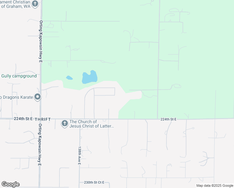 map of restaurants, bars, coffee shops, grocery stores, and more near 22017 141st Avenue Court East in Graham