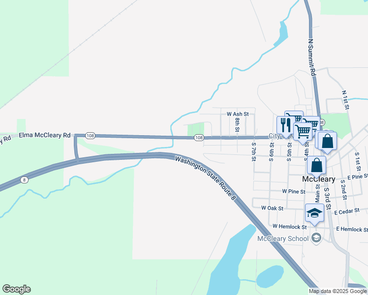 map of restaurants, bars, coffee shops, grocery stores, and more near in McCleary
