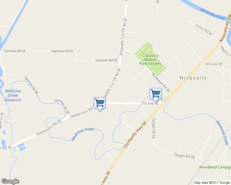 map of restaurants, bars, coffee shops, grocery stores, and more near 640 Nisqually Cut Off Road Southeast in Olympia