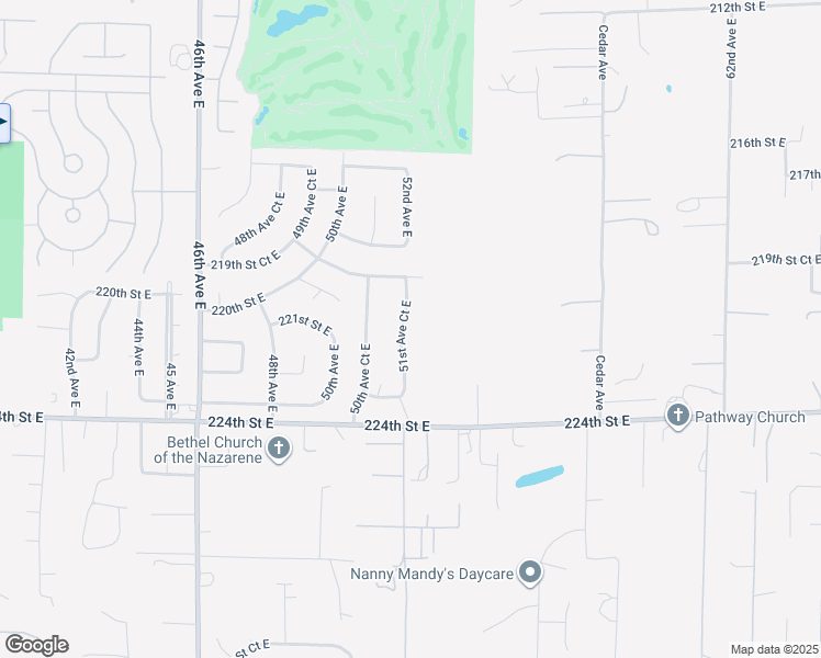 map of restaurants, bars, coffee shops, grocery stores, and more near 22103 51st Avenue Court East in Spanaway