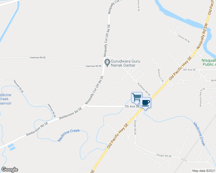 map of restaurants, bars, coffee shops, grocery stores, and more near 622 Nisqually Cut Off Road Southeast in Olympia