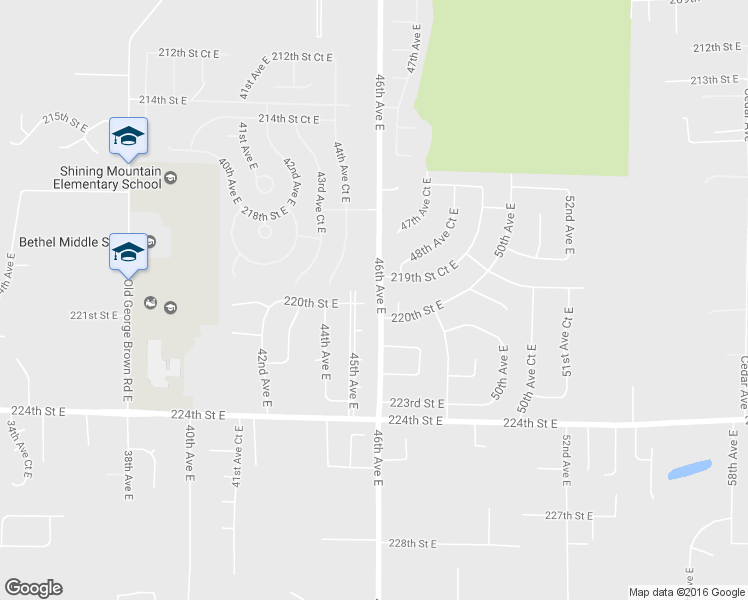 map of restaurants, bars, coffee shops, grocery stores, and more near 21915 45th Avenue East in Spanaway