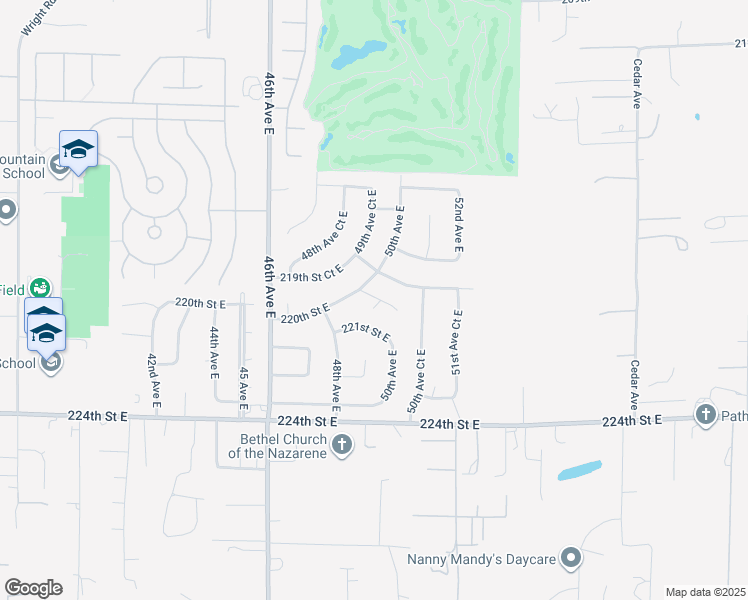 map of restaurants, bars, coffee shops, grocery stores, and more near 22010 48th Avenue Court East in Spanaway