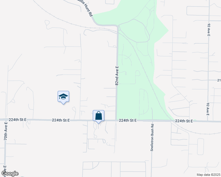 map of restaurants, bars, coffee shops, grocery stores, and more near 8104 220th Street Court East in Spanaway