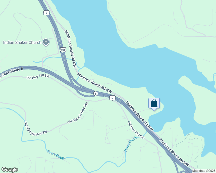 map of restaurants, bars, coffee shops, grocery stores, and more near 1326 Madrona Beach Road Northwest in Olympia