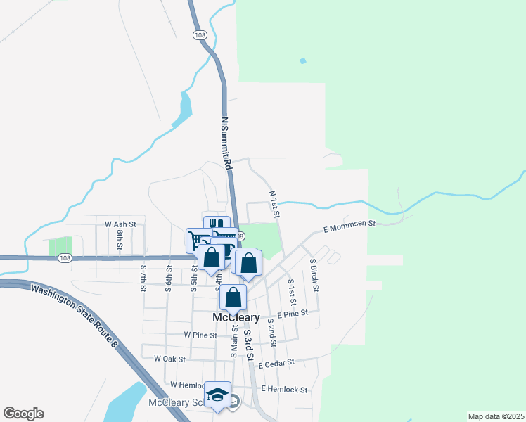 map of restaurants, bars, coffee shops, grocery stores, and more near 140 North Summit Road in McCleary