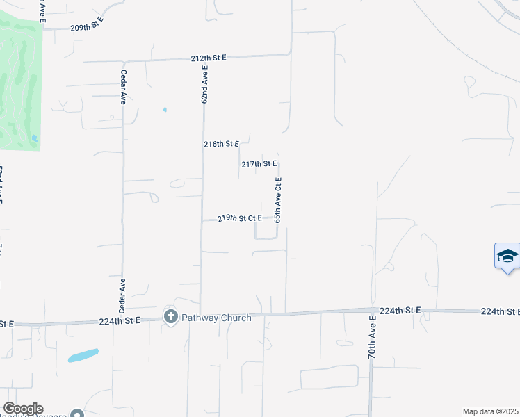 map of restaurants, bars, coffee shops, grocery stores, and more near 21820 65th Avenue East in Spanaway