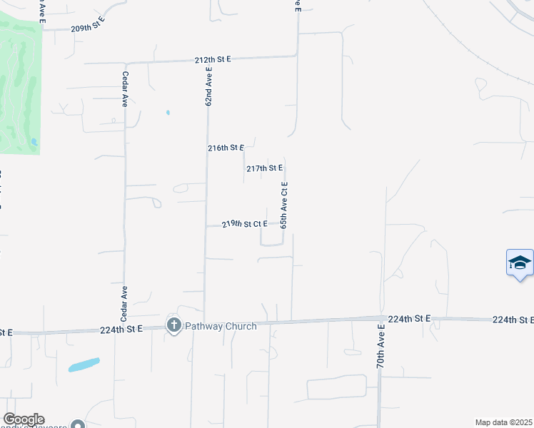 map of restaurants, bars, coffee shops, grocery stores, and more near 21820 65th Avenue East in Spanaway