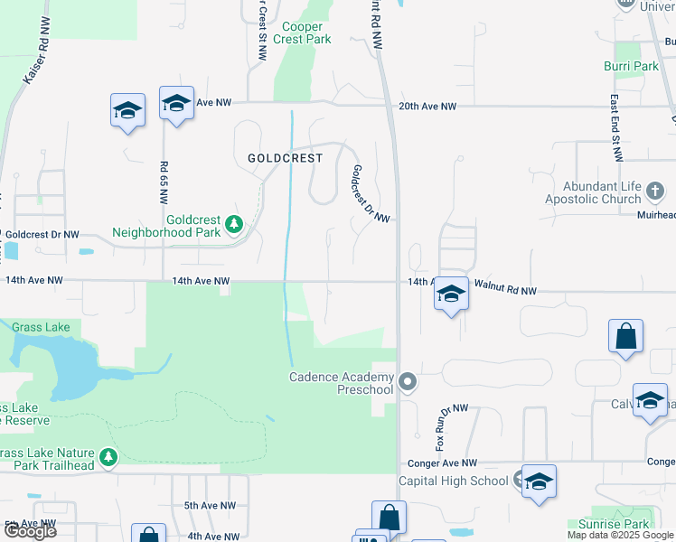map of restaurants, bars, coffee shops, grocery stores, and more near 1402 Westview Place Northwest in Olympia