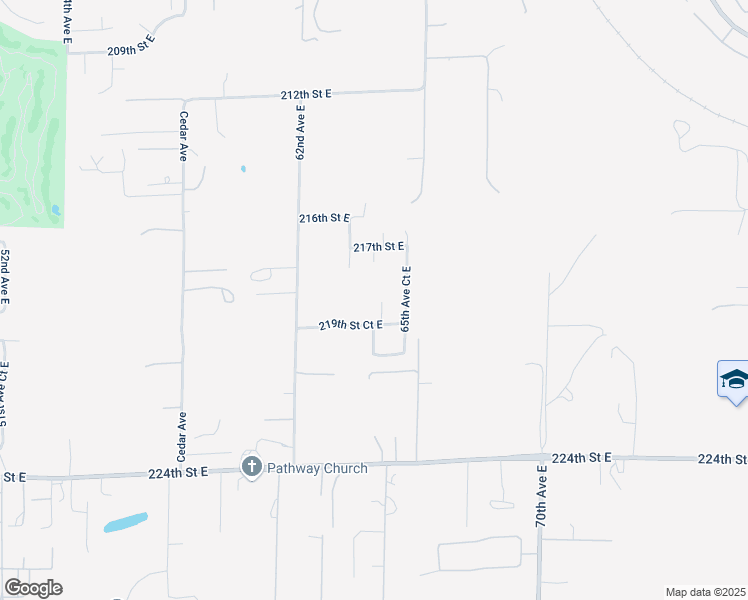 map of restaurants, bars, coffee shops, grocery stores, and more near 21820 65th Avenue East in Spanaway