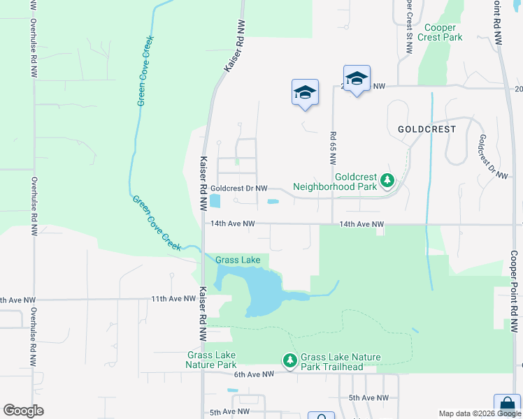 map of restaurants, bars, coffee shops, grocery stores, and more near 1502 Hudson Street Northwest in Olympia