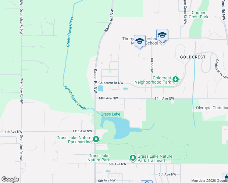 map of restaurants, bars, coffee shops, grocery stores, and more near 4409 Hudson Court Northwest in Olympia
