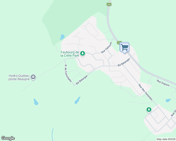 map of restaurants, bars, coffee shops, grocery stores, and more near 100 Boulevard Bélanger in Beauprã©