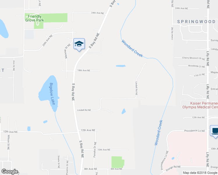 map of restaurants, bars, coffee shops, grocery stores, and more near 2906 Lindell Road Northeast in Olympia