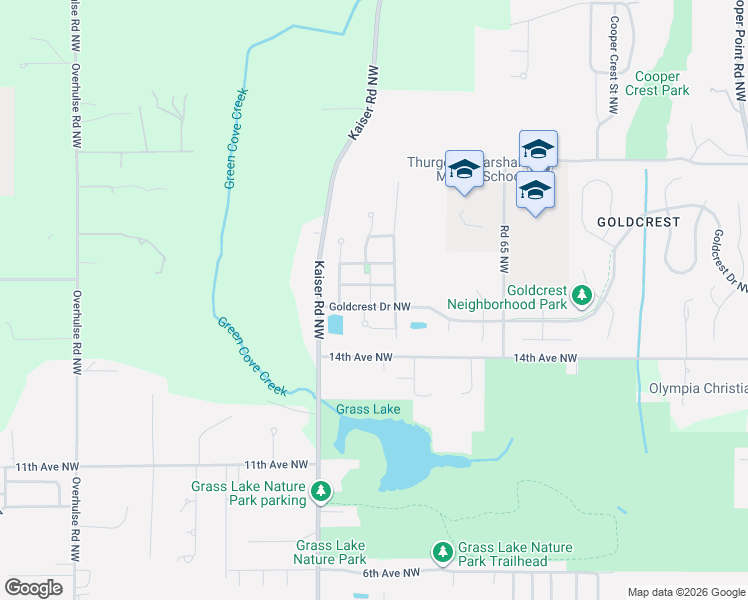 map of restaurants, bars, coffee shops, grocery stores, and more near 4417 Hammersley Way Northwest in Olympia