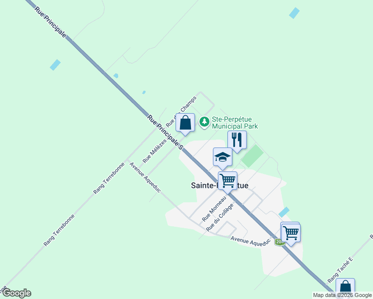 map of restaurants, bars, coffee shops, grocery stores, and more near 295 Rue Principale Sud in Sainte-Perpétue