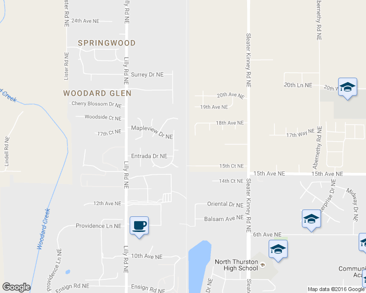 map of restaurants, bars, coffee shops, grocery stores, and more near 1614 Mapleridge Drive Northeast in Olympia