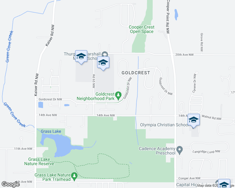 map of restaurants, bars, coffee shops, grocery stores, and more near 1509 Briarwood Court Northwest in Olympia