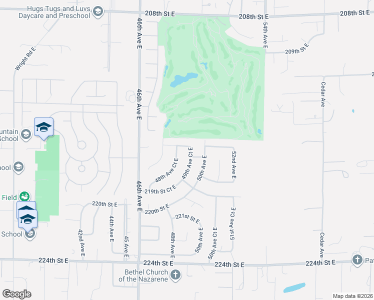 map of restaurants, bars, coffee shops, grocery stores, and more near 21615 49th Avenue Court East in Spanaway