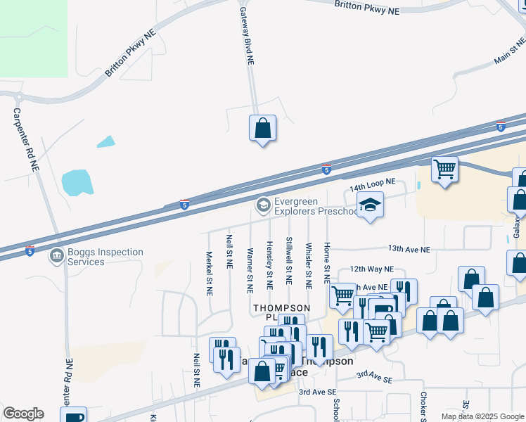 map of restaurants, bars, coffee shops, grocery stores, and more near 7252 14th Avenue Northeast in Olympia