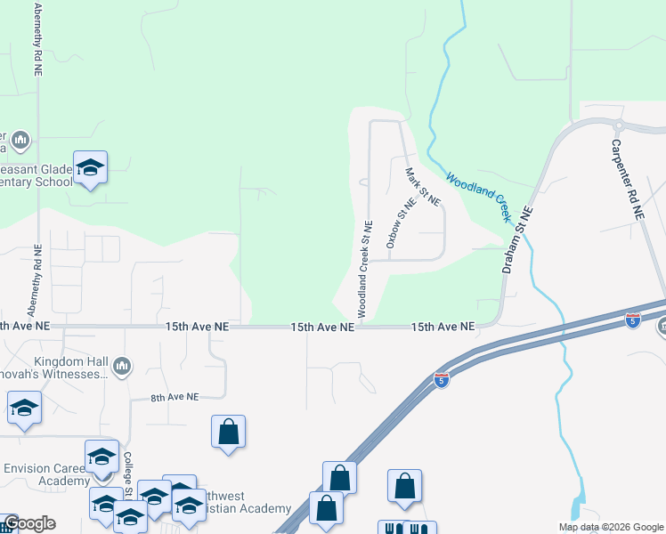 map of restaurants, bars, coffee shops, grocery stores, and more near 5216 15th Avenue Northeast in Olympia
