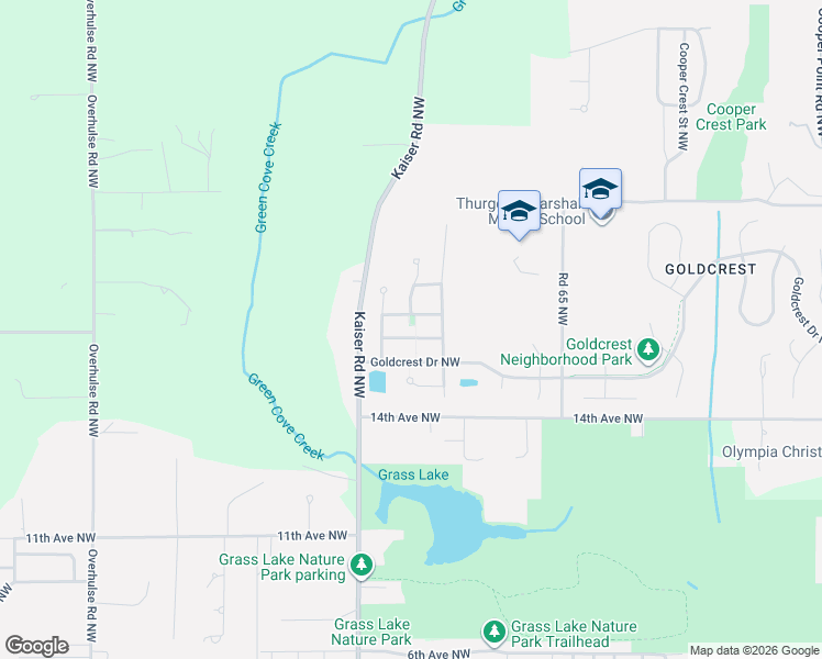 map of restaurants, bars, coffee shops, grocery stores, and more near 4417 Hammersley Way Northwest in Olympia