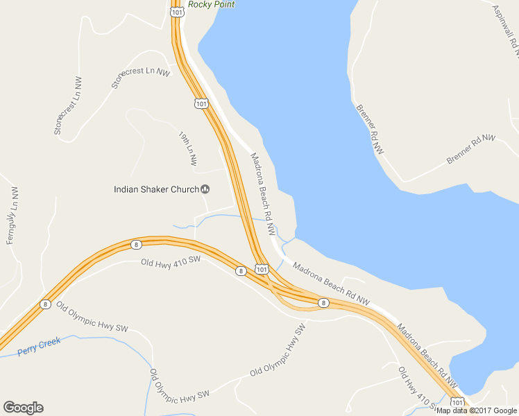 map of restaurants, bars, coffee shops, grocery stores, and more near 1641 Madrona Beach Road Northwest in Olympia
