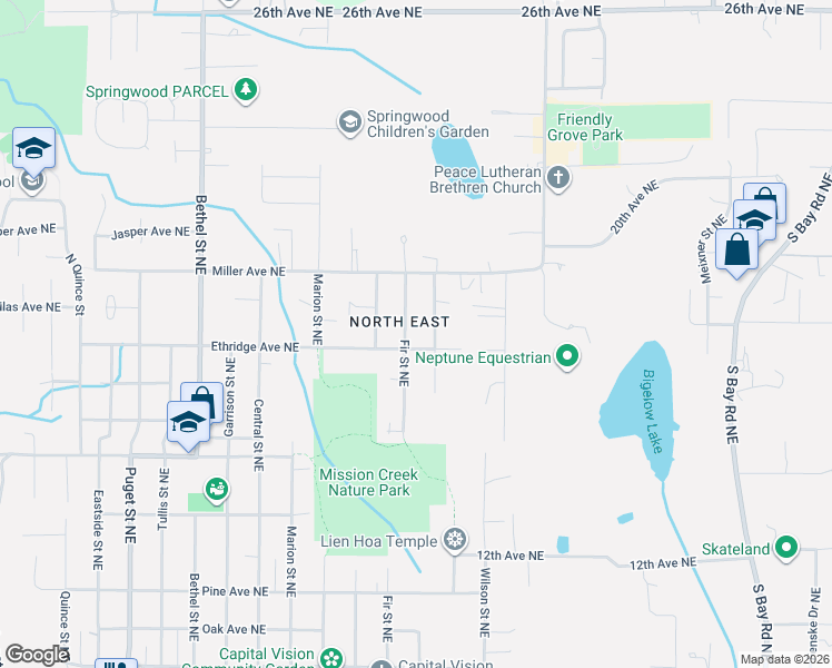 map of restaurants, bars, coffee shops, grocery stores, and more near in Olympia