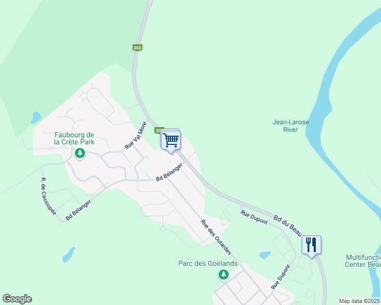 map of restaurants, bars, coffee shops, grocery stores, and more near 10 Boulevard Bélanger in Beaupré