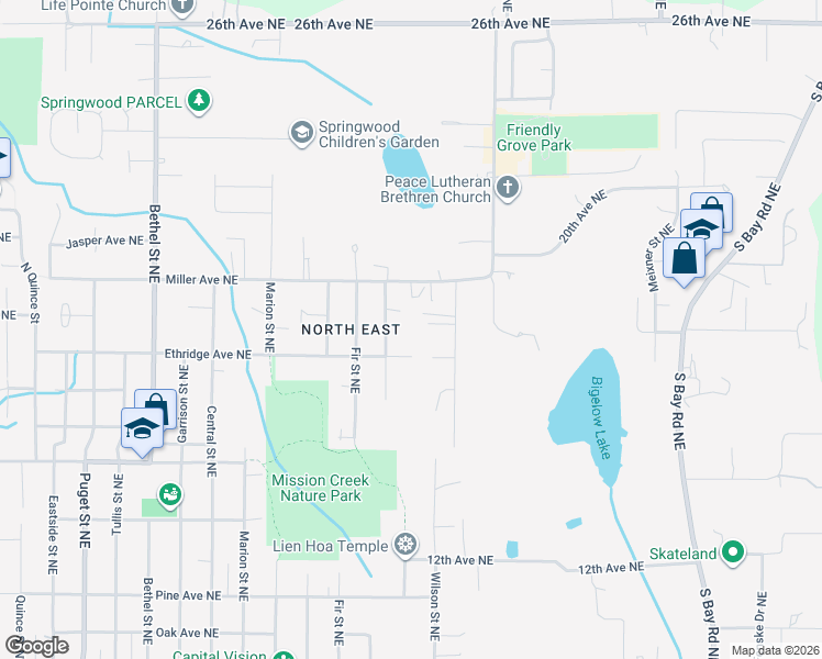map of restaurants, bars, coffee shops, grocery stores, and more near 1932 Ann Lane Northeast in Olympia