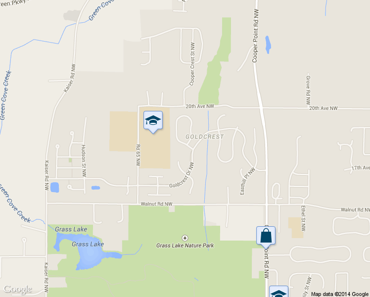 map of restaurants, bars, coffee shops, grocery stores, and more near 3707 Goldcrest Heights Northwest in Olympia