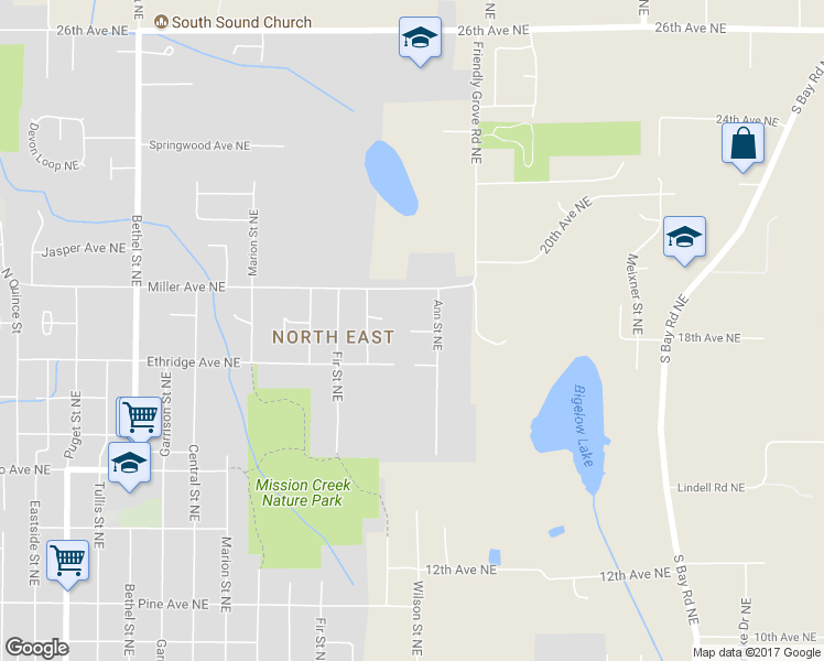 map of restaurants, bars, coffee shops, grocery stores, and more near 1932 Ann Lane Northeast in Olympia