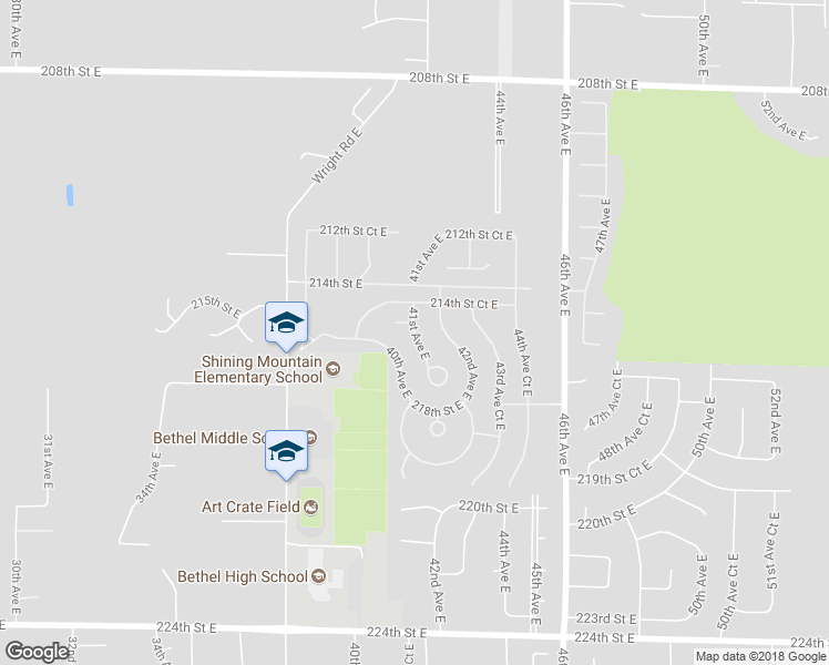 map of restaurants, bars, coffee shops, grocery stores, and more near 21505 41st Avenue East in Spanaway