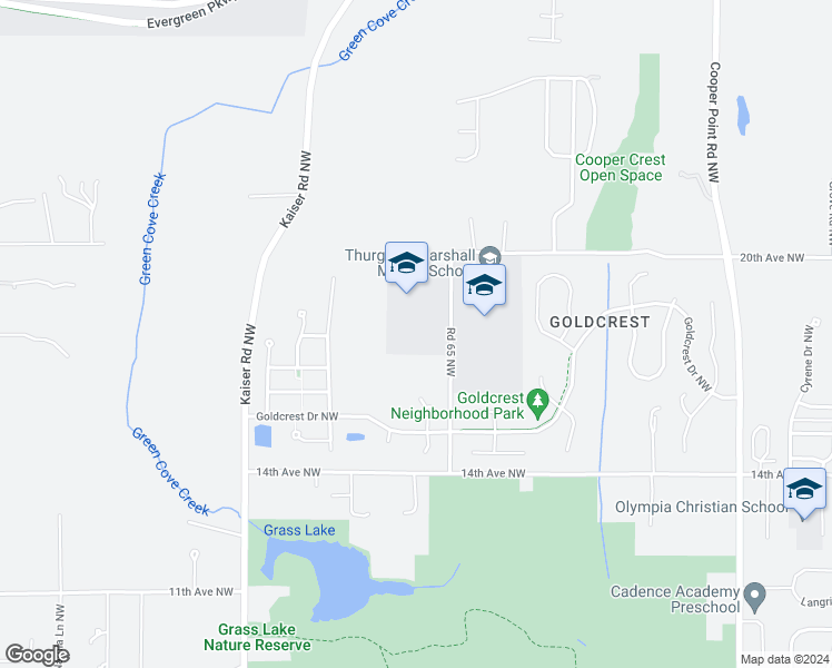 map of restaurants, bars, coffee shops, grocery stores, and more near 1919 Road 65 Northwest in Olympia