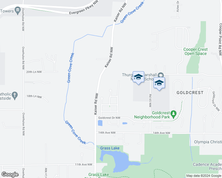 map of restaurants, bars, coffee shops, grocery stores, and more near 1906 Gallagher Court Northwest in Olympia