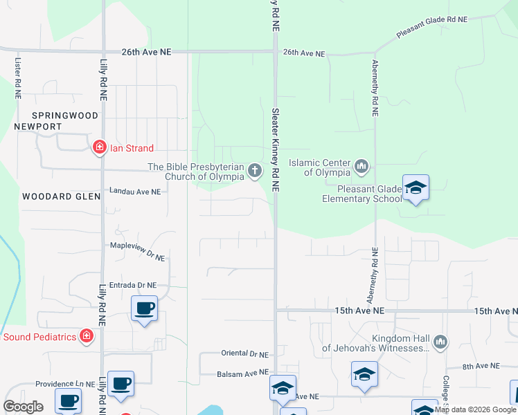 map of restaurants, bars, coffee shops, grocery stores, and more near 4012 20th Avenue Northeast in Olympia