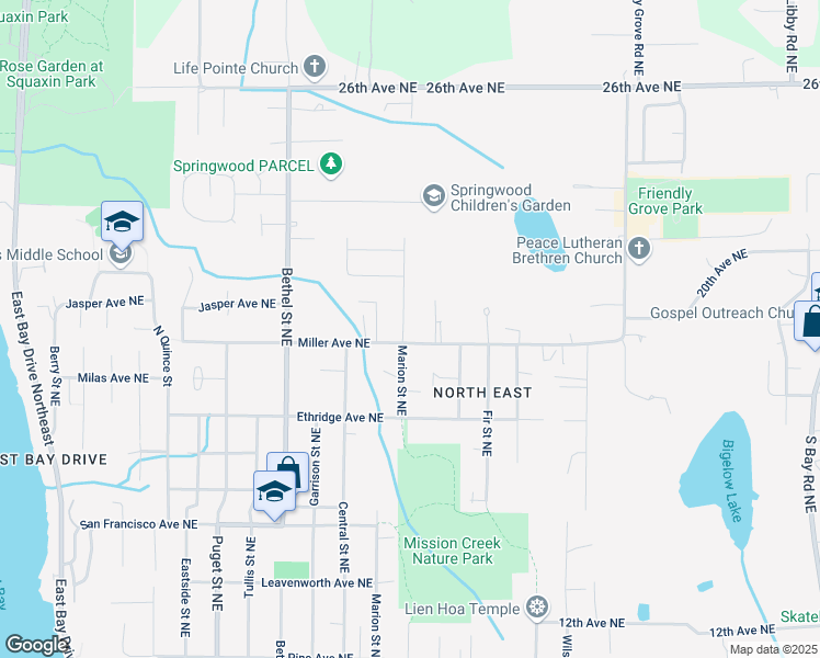 map of restaurants, bars, coffee shops, grocery stores, and more near 2008 Marion Street Northeast in Olympia