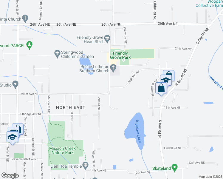 map of restaurants, bars, coffee shops, grocery stores, and more near 2203 20th Avenue Northeast in Olympia