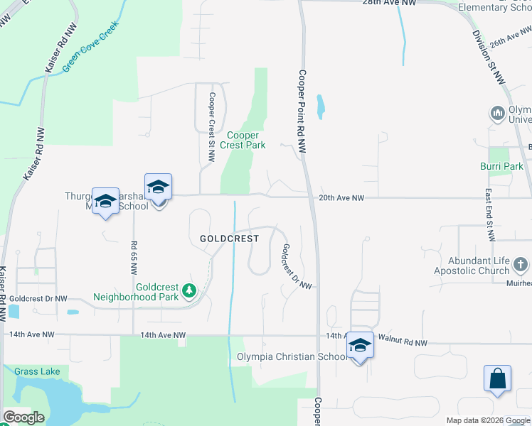 map of restaurants, bars, coffee shops, grocery stores, and more near 1814 Cameo Court Northwest in Olympia