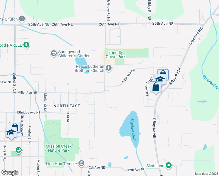 map of restaurants, bars, coffee shops, grocery stores, and more near 2203 20th Avenue Northeast in Olympia