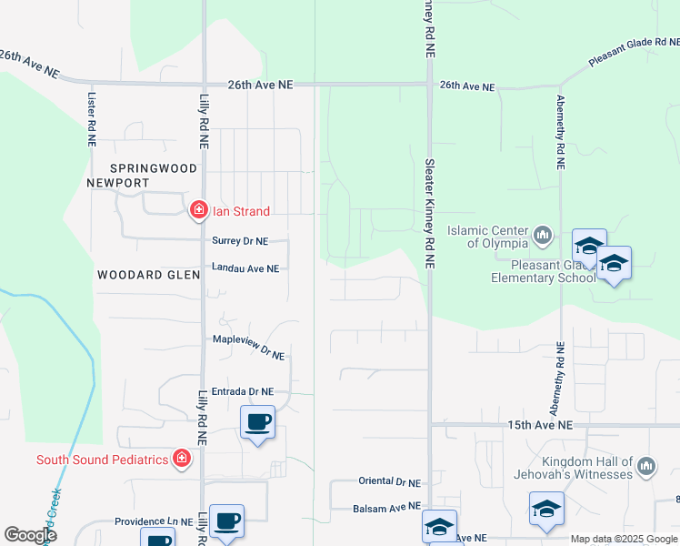 map of restaurants, bars, coffee shops, grocery stores, and more near 3844 20th Avenue Northeast in Olympia