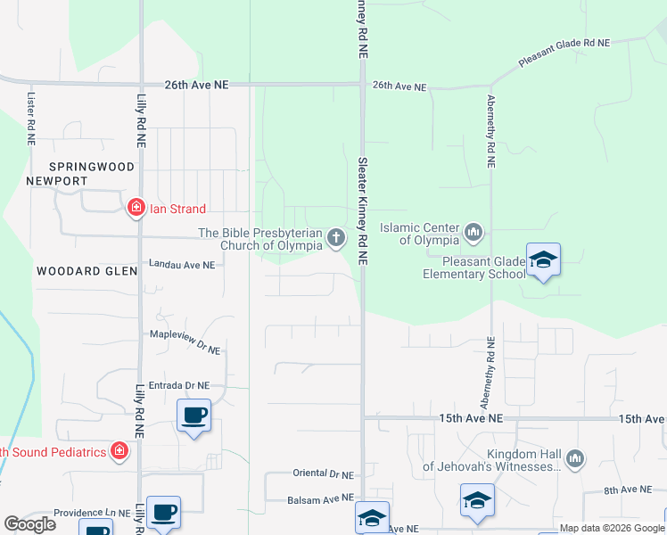 map of restaurants, bars, coffee shops, grocery stores, and more near 4012 20th Avenue Northeast in Olympia