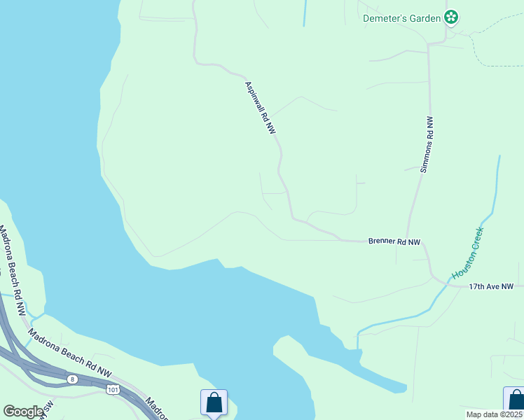 map of restaurants, bars, coffee shops, grocery stores, and more near 5433 Brenner Road Northwest in Olympia
